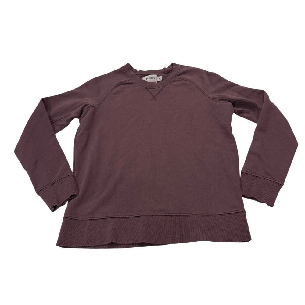 Pact Women’s Small Organic Cotton Crew Neck Sweatshirt Purple Cozy Comfy Lounge